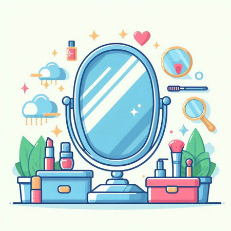 Cosmetics and make-up. Vector illustration in flat style.のイラスト素材