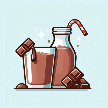 Milkshake and chocolate bar. Vector illustration in flat style.のイラスト素材
