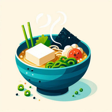Noodle soup in a bowl with chopsticks. Vector illustration.のイラスト素材
