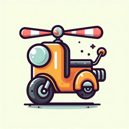Vintage scooter vector illustration. Retro motorbike. Cartoon transport.のイラスト素材