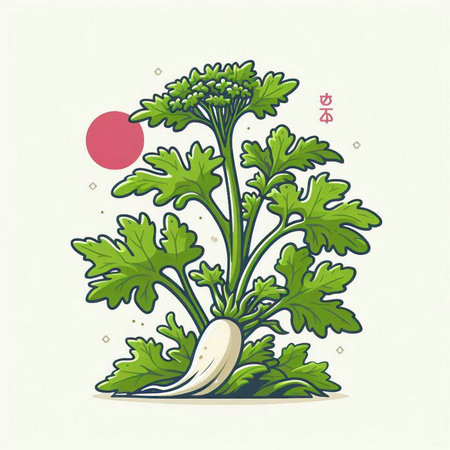 Parsley, vector illustration, hand drawn, vintage style.のイラスト素材
