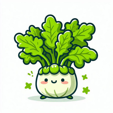 Cute kawaii kawaii turnip character. Vector illustration.のイラスト素材