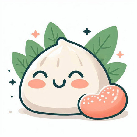 Vector illustration of kawaii steamed dumpling on white backgroundのイラスト素材