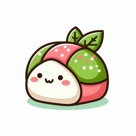 Cute kawaii sushi roll. Vector illustration isolated on white background.のイラスト素材