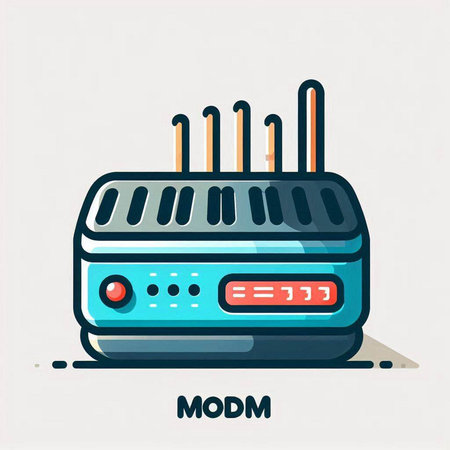 Modem icon. Vector illustration in flat linear style on white background.のイラスト素材