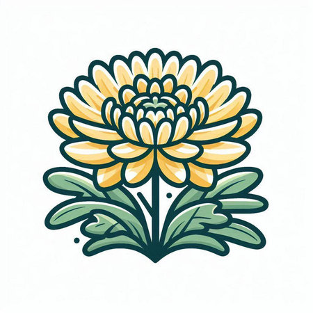Chrysanthemum flower isolated on white background. Vector illustration.のイラスト素材