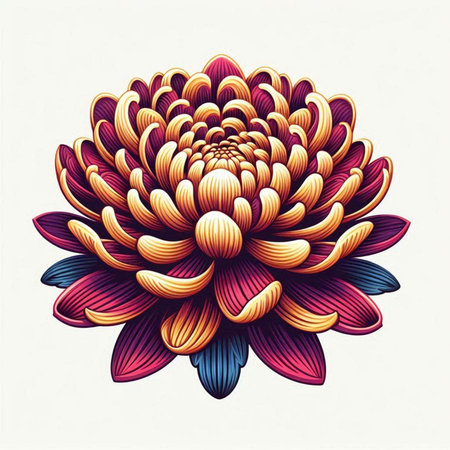 Hand drawn chrysanthemum flower on white background. Vector illustration.のイラスト素材