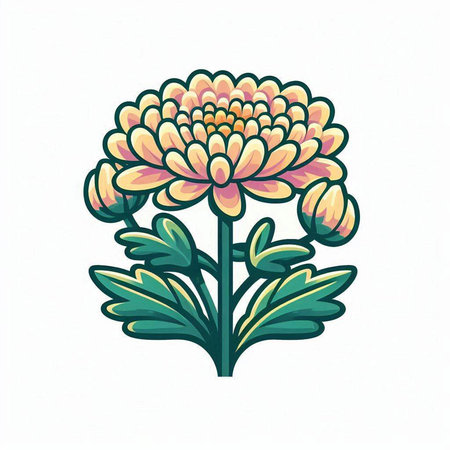 Chrysanthemum flower icon isolated on white background. Vector illustration.のイラスト素材