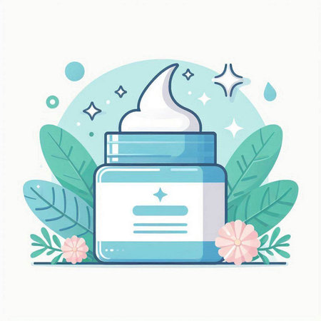 Cosmetic cream in a jar on a white background. Vector illustration.のイラスト素材