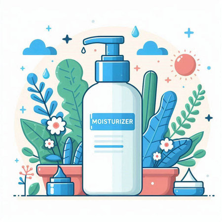 Cosmetic bottle with cream, lotion, gel, lotion, lotion, shower gel, cream, lotion. Vector flat illustrationのイラスト素材