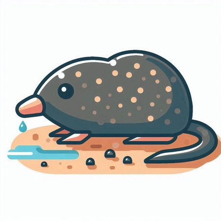 Illustration of a Cute Little Black Mouse - Colored Cartoon Characterのイラスト素材