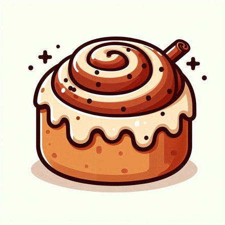 Cinnamon roll vector illustration. Cute hand drawn buns.のイラスト素材
