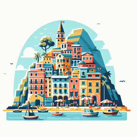 Vector illustration of the old town of Rovinj, Croatiaのイラスト素材