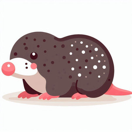 Vector illustration of a cute cartoon mole isolated on a white background.のイラスト素材