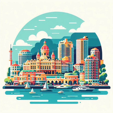 Sydney, Australia skyline in flat style. Vector illustration.のイラスト素材