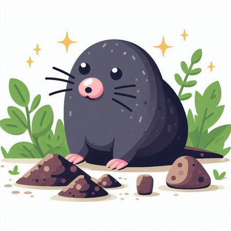 Mole in the wild. Vector illustration of a cartoon mole.のイラスト素材
