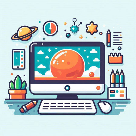 Modern flat design vector illustration concept of online education. Online learning and e-learning.のイラスト素材