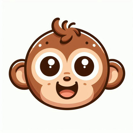 Cute baby monkey face. Vector illustration isolated on white background.のイラスト素材