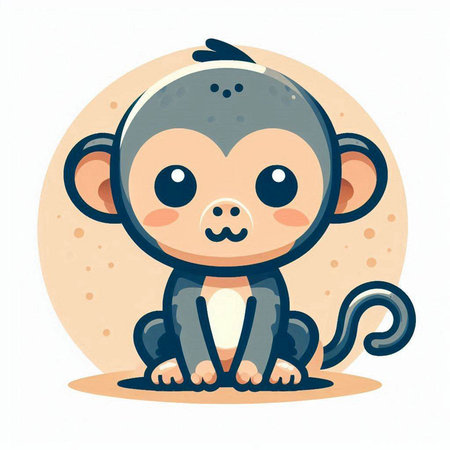 Cute monkey sitting on the sand. Vector illustration in cartoon style.のイラスト素材