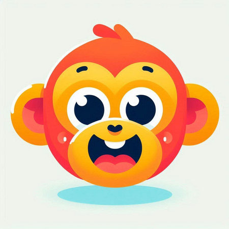 Funny cartoon monkey face on white background. Vector illustration for your designのイラスト素材