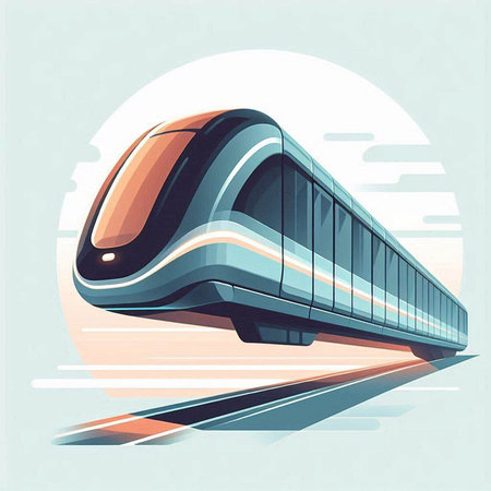 Modern high-speed train. Vector illustration in retro style. Transportation concept.のイラスト素材