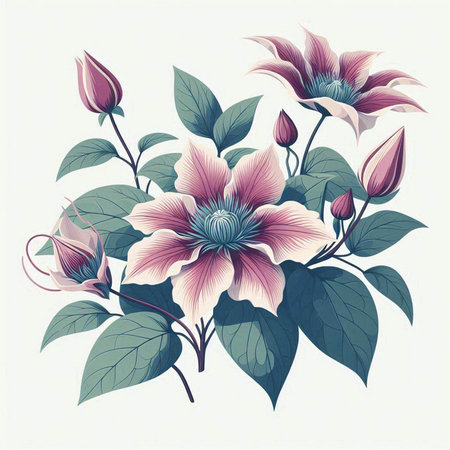 Beautiful bouquet of magnolia flowers. Vector illustration in retro style.のイラスト素材