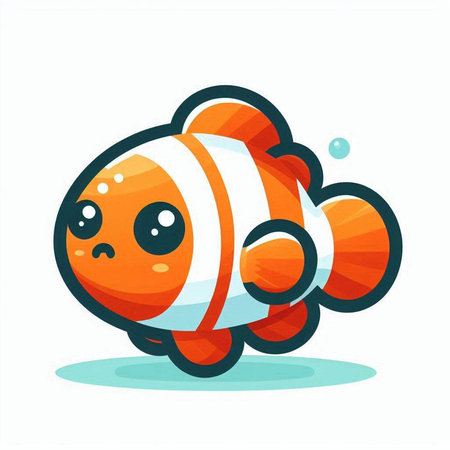 Cute clownfish cartoon character. Vector illustration isolated on white background.のイラスト素材