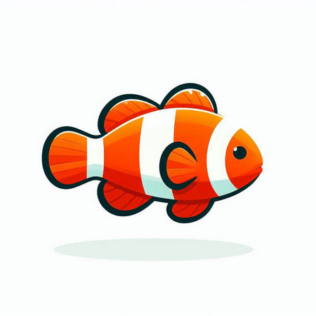 Clown fish isolated on white background. Vector illustration in cartoon style.のイラスト素材