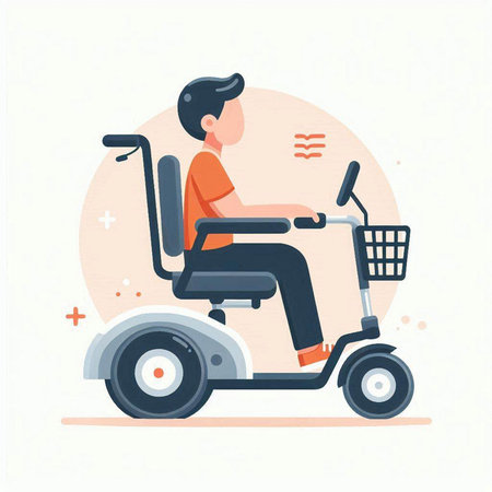 Disabled man in wheelchair. Vector illustration in flat cartoon style.のイラスト素材