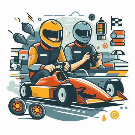 Karting race, karting club, vector illustration.のイラスト素材
