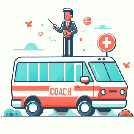 Vector illustration of a man in a business suit standing on a bus stop.のイラスト素材
