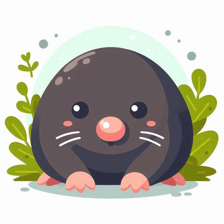 Cute cartoon mole on the ground. Vector illustration in cartoon style.のイラスト素材