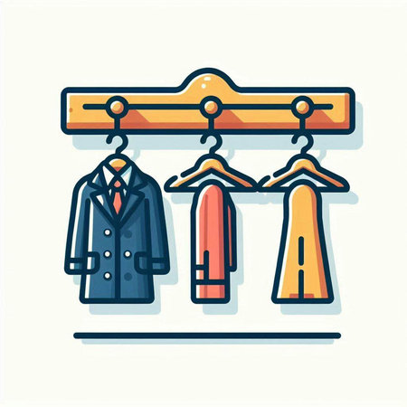 Clothes hang on the hanger. Vector illustration in flat styleのイラスト素材