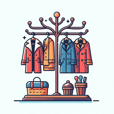 Clothing store concept. Vector illustration in doodle style.のイラスト素材
