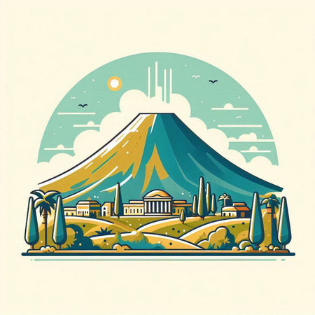 Temple of Zeus in Athens, Greece. Vector illustration in retro styleのイラスト素材
