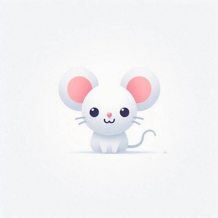 Cute cartoon mouse on a white background. Vector illustration, flat design.のイラスト素材