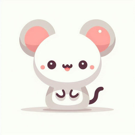 Cute cartoon mouse. Vector illustration isolated on a white background.のイラスト素材