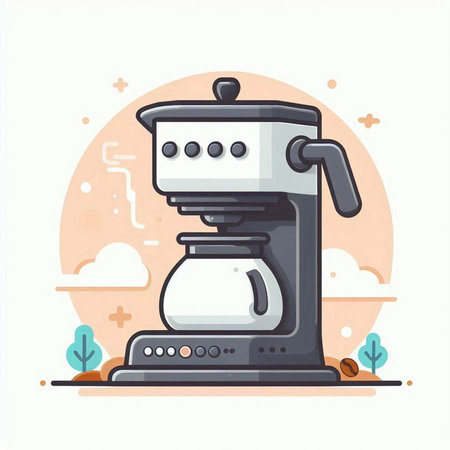 Coffee maker. Vector illustration in flat cartoon style on white background.のイラスト素材