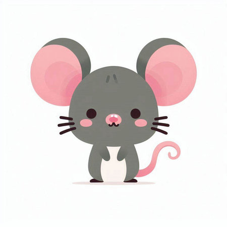 Cute cartoon mouse. Vector illustration. Isolated on white background.のイラスト素材