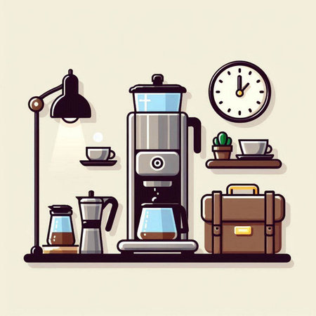 Coffee maker in modern flat style. Vector illustration for your designのイラスト素材