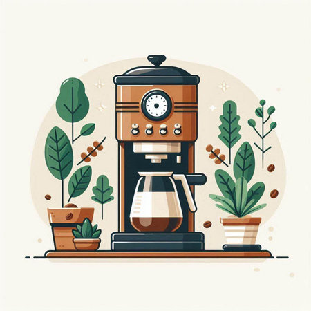 Coffee maker. Flat style vector illustration. Vector illustration.のイラスト素材