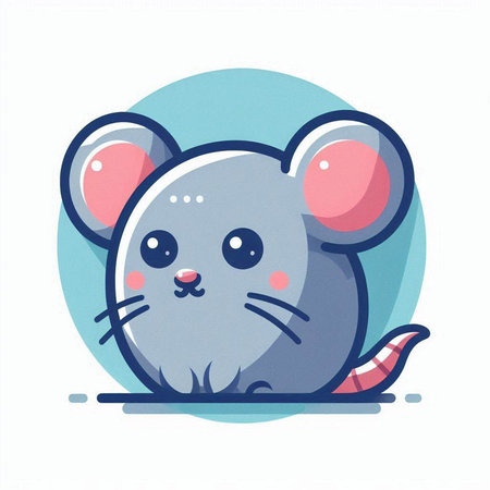 Cute cartoon mouse. Vector illustration. Cute cartoon rat.のイラスト素材