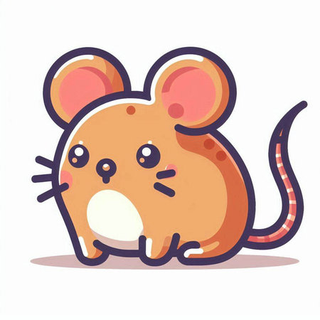 Cute cartoon mouse. Vector illustration isolated on a white background.のイラスト素材