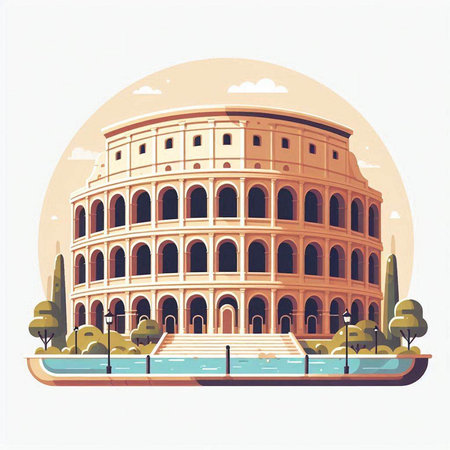 Colosseum in Rome, Italy. Vector illustration in flat styleのイラスト素材