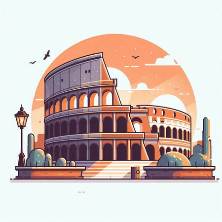 Colosseum, Rome, Italy. Vector illustration in flat styleのイラスト素材