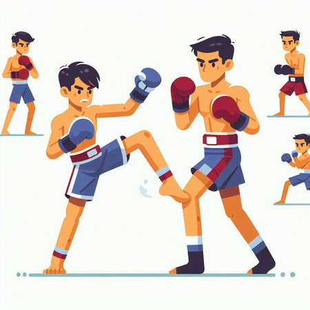 Boxing, muay thai, kickboxing, vector illustration.のイラスト素材
