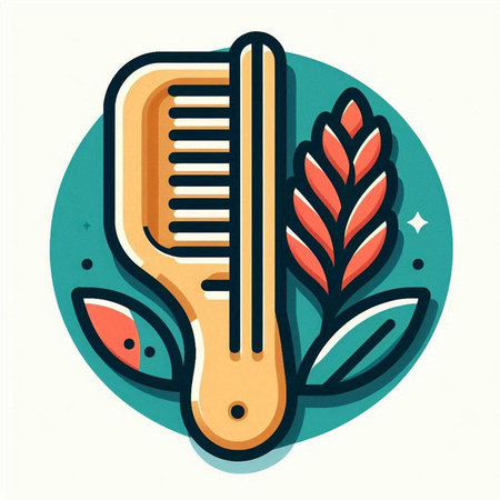 Illustration of hair comb with wheat, vector illustration in flat styleのイラスト素材