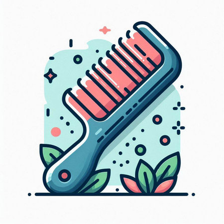 Hairbrush color line icon, vector illustration on white background.のイラスト素材