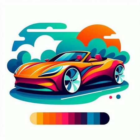 Abstract sport car with colorful background. Vector illustration. Eps 10.のイラスト素材