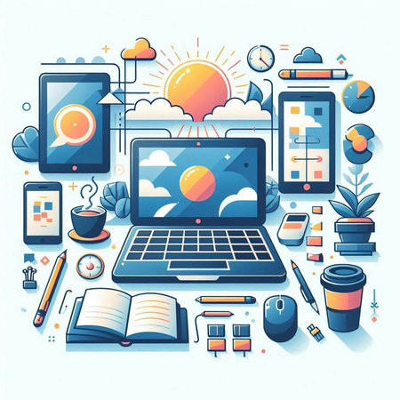 Flat design modern vector illustration concept of online education and e-learning.のイラスト素材